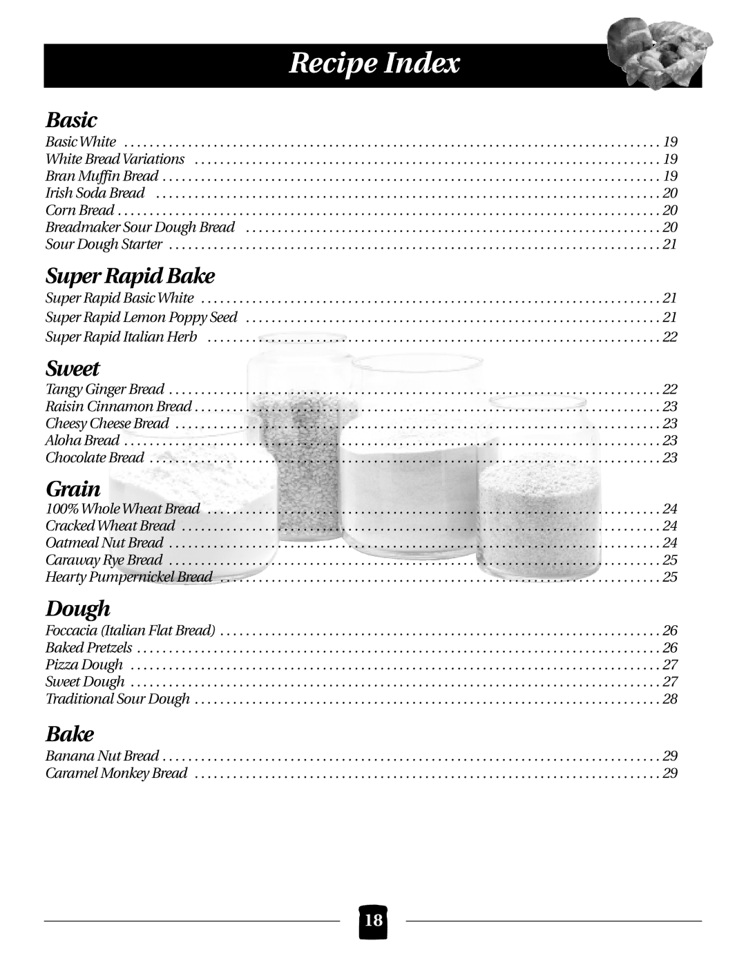 Black & Decker B2000 operating instructions Recipe Index 