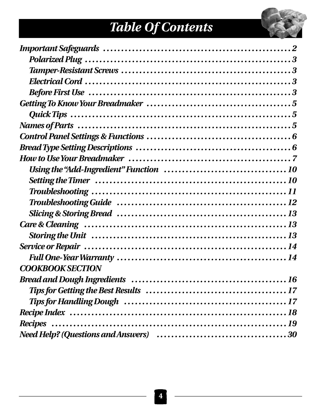 Black & Decker B2000 operating instructions Table Of Contents 