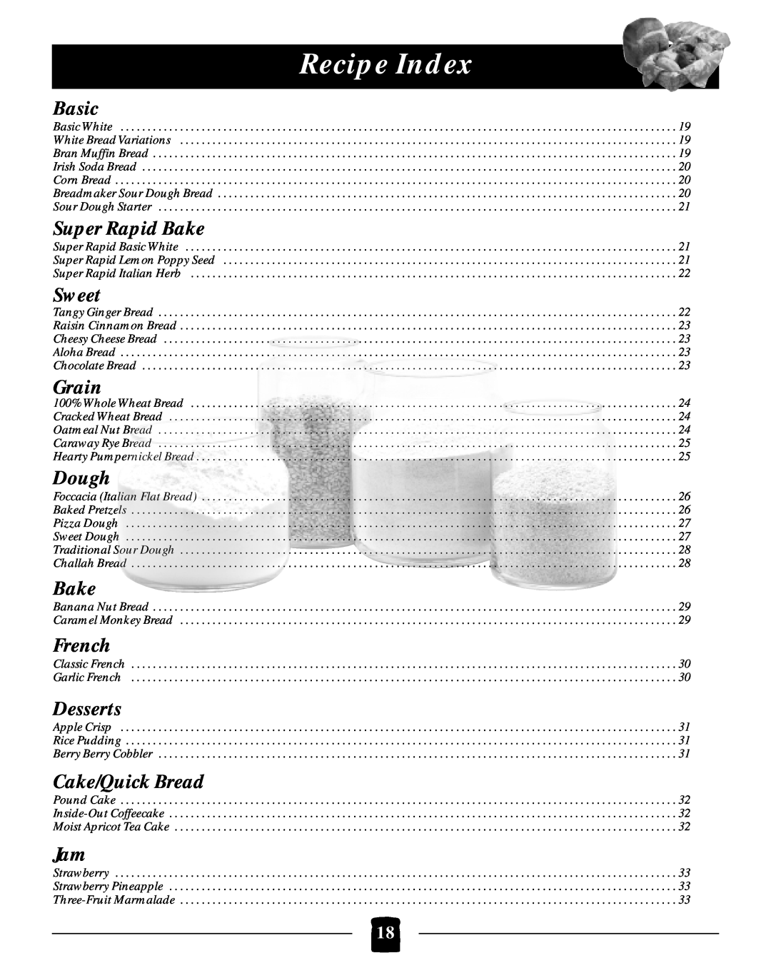 Black & Decker B2005 manual Recipe Index 