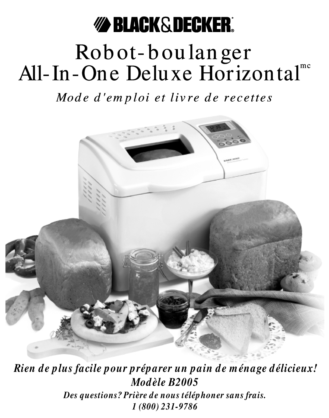 Black & Decker manual Robot-boulanger All-In-One Deluxe Horizontalmc, Mode demploi et livre de recettes, Modèle B2005 