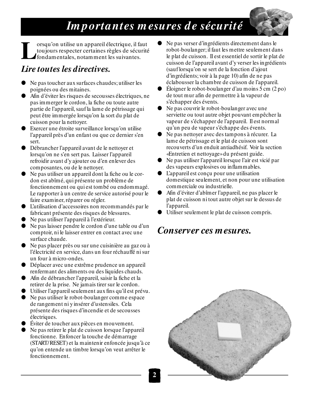 Black & Decker B2005 manual Importantes mesures de sécurité, Lire toutes les directives, Conserver ces mesures 