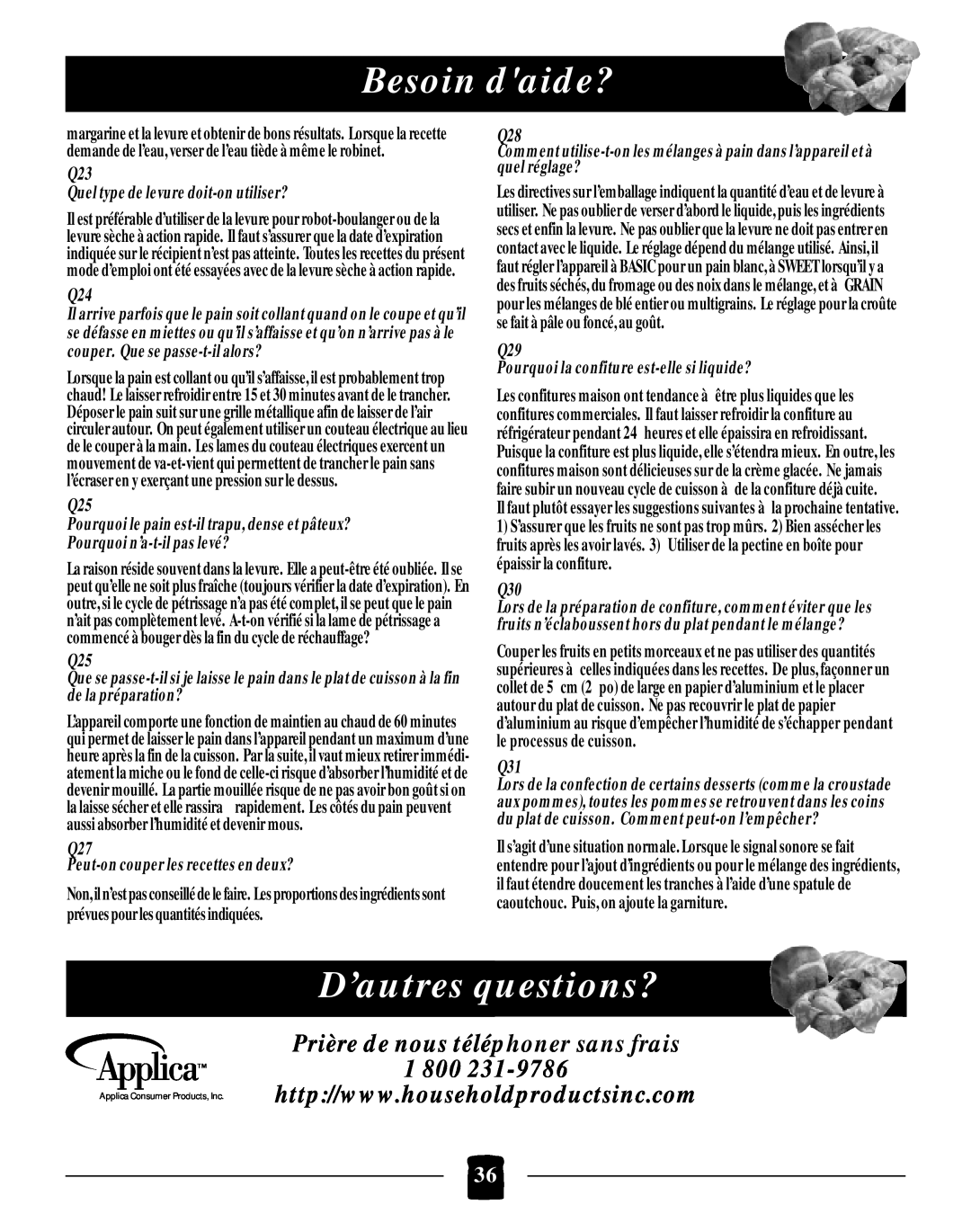 Black & Decker B2005 manual D’autres questions?, Besoin daide?, Prière de nous téléphoner sans frais 1 800 