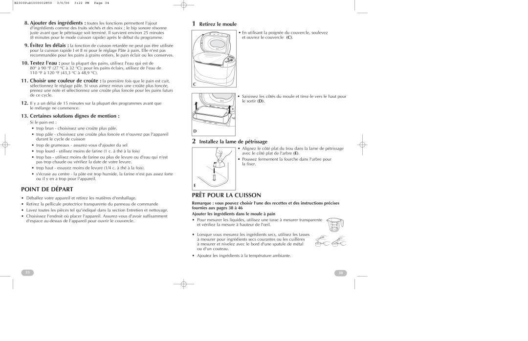 Black & Decker B2300 manual Point De Départ, Prêt Pour La Cuisson, Certaines solutions dignes de mention, Retirez le moule 