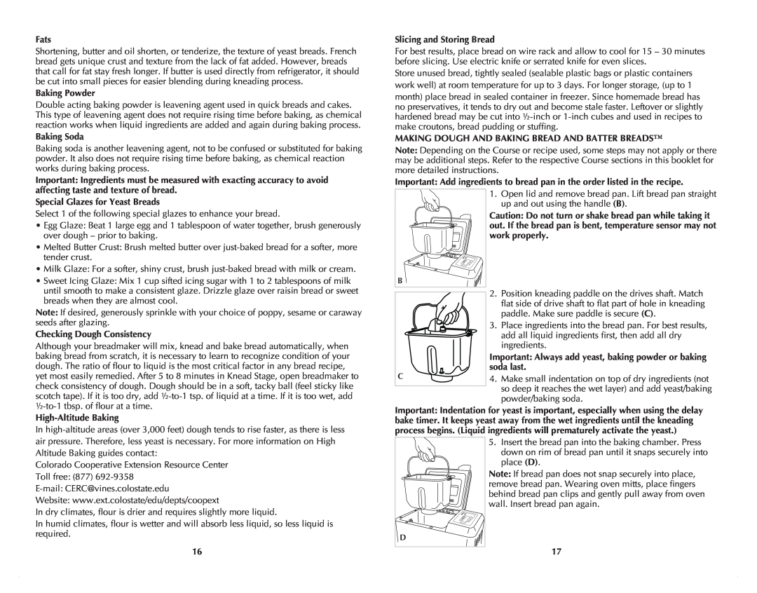 Black & Decker B2500C manual Fats 