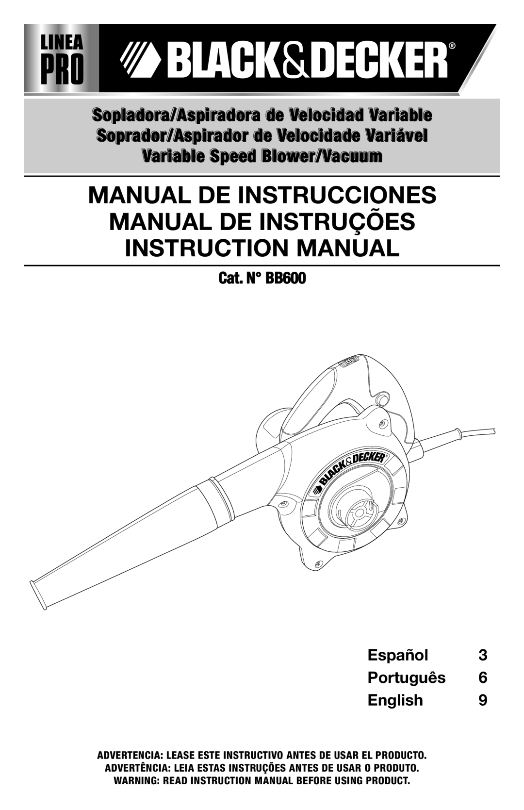 Black & Decker BB6600 instruction manual Manual DE Instrucciones Manual DE Instruções 