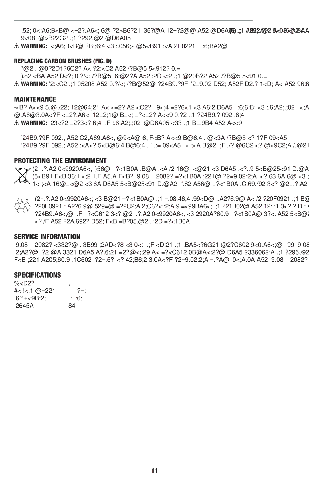 Black & Decker BB6600 instruction manual Maintenance, Protecting the Environment, Service Information, Specifications 