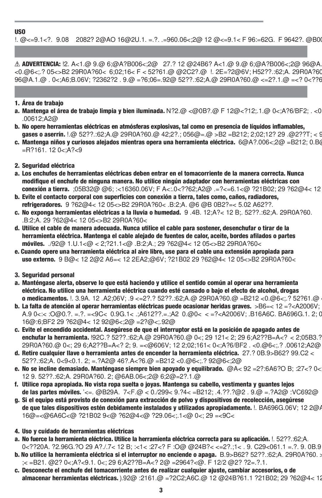 Black & Decker BB6600 instruction manual Español, Norm AS GE Nerales DE Segu Rida D, CON Serve Estas in Struc CIO NES, Uso 