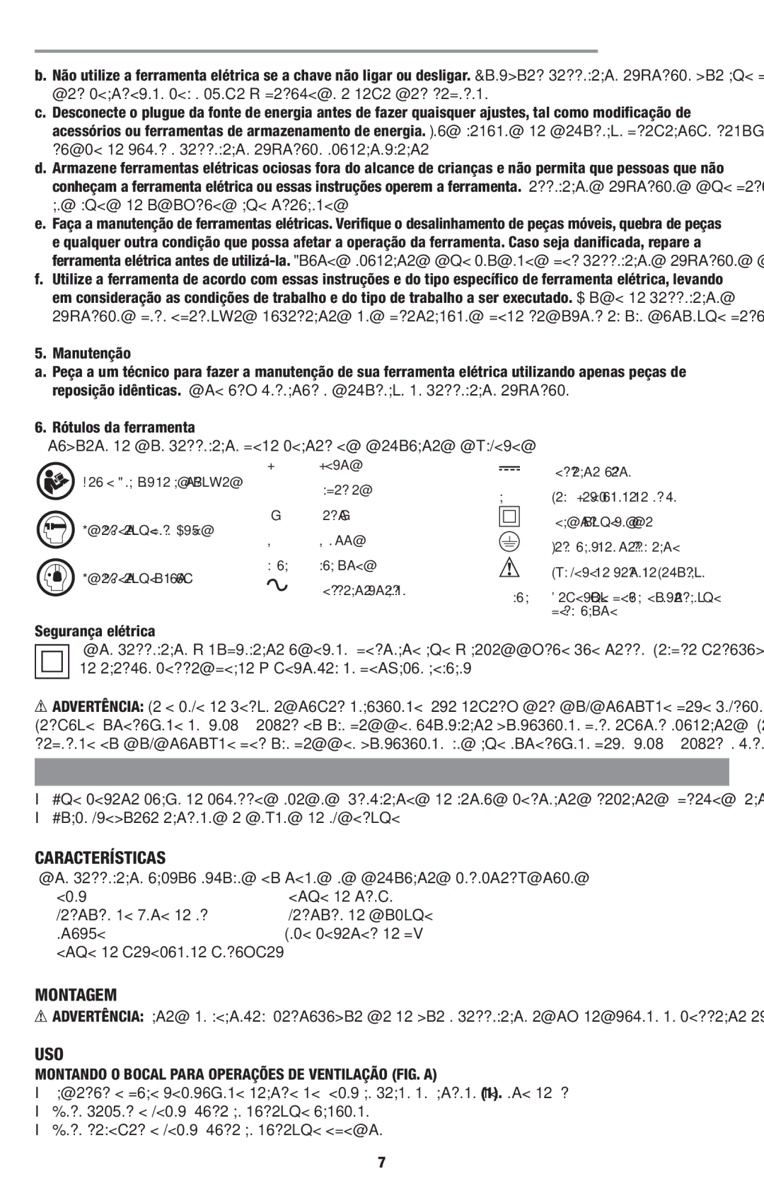 Black & Decker BB6600 instruction manual Português, Montagem, Uso, Montando O Bocal Para Operações DE Ventilação FIG. a 