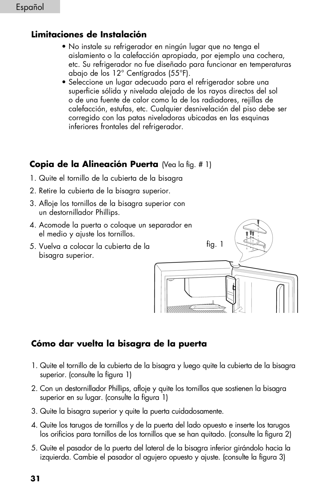 Black & Decker BCE27 manual Limitaciones de Instalación, Copia de la Alineación Puerta Vea la fig. # 