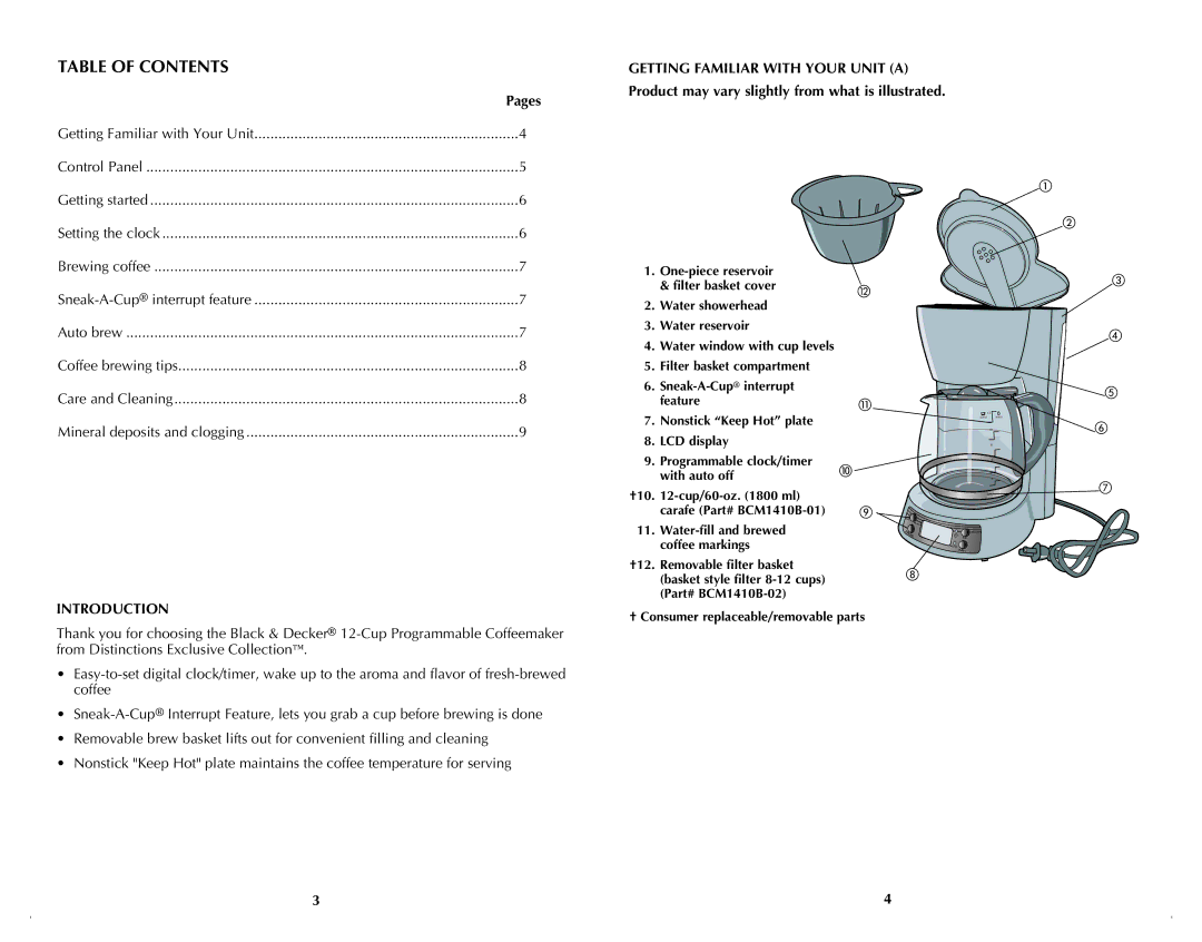 Black & Decker BCM1410BDC manual Table of Contents 