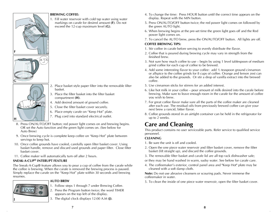 Black & Decker BCM1410BDC manual Care and Cleaning 