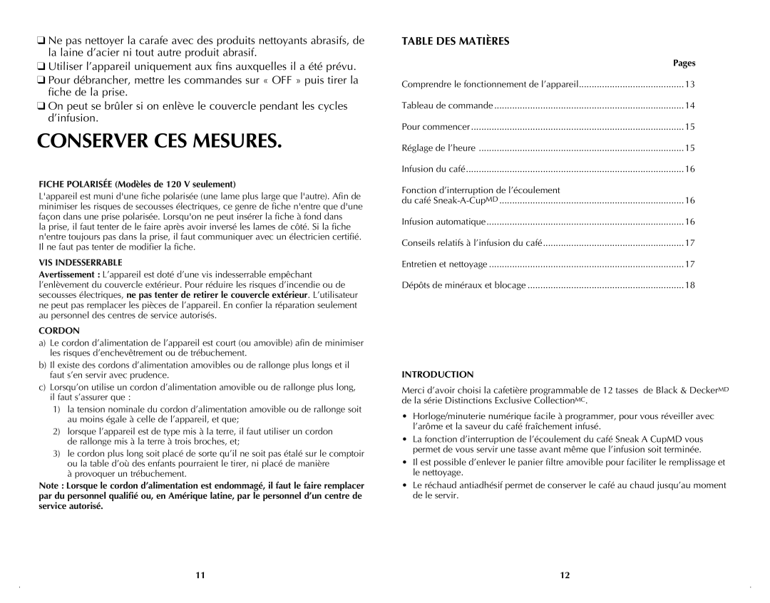 Black & Decker BCM1410BDC manual Conserver CES Mesures, Comprendre le fonctionnement de l’appareil 