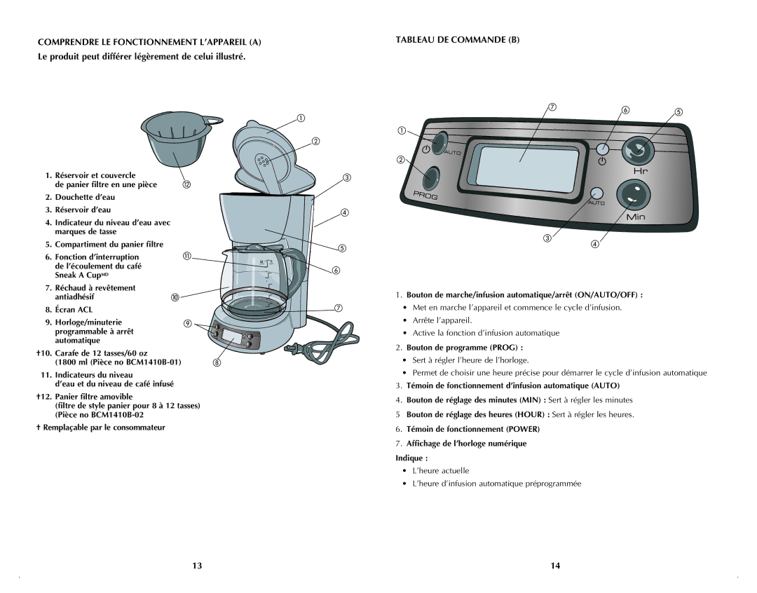 Black & Decker BCM1410BDC manual Le produit peut différer légèrement de celui illustré 