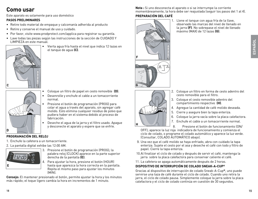 Black & Decker BCM40B manual Como usar, Español 