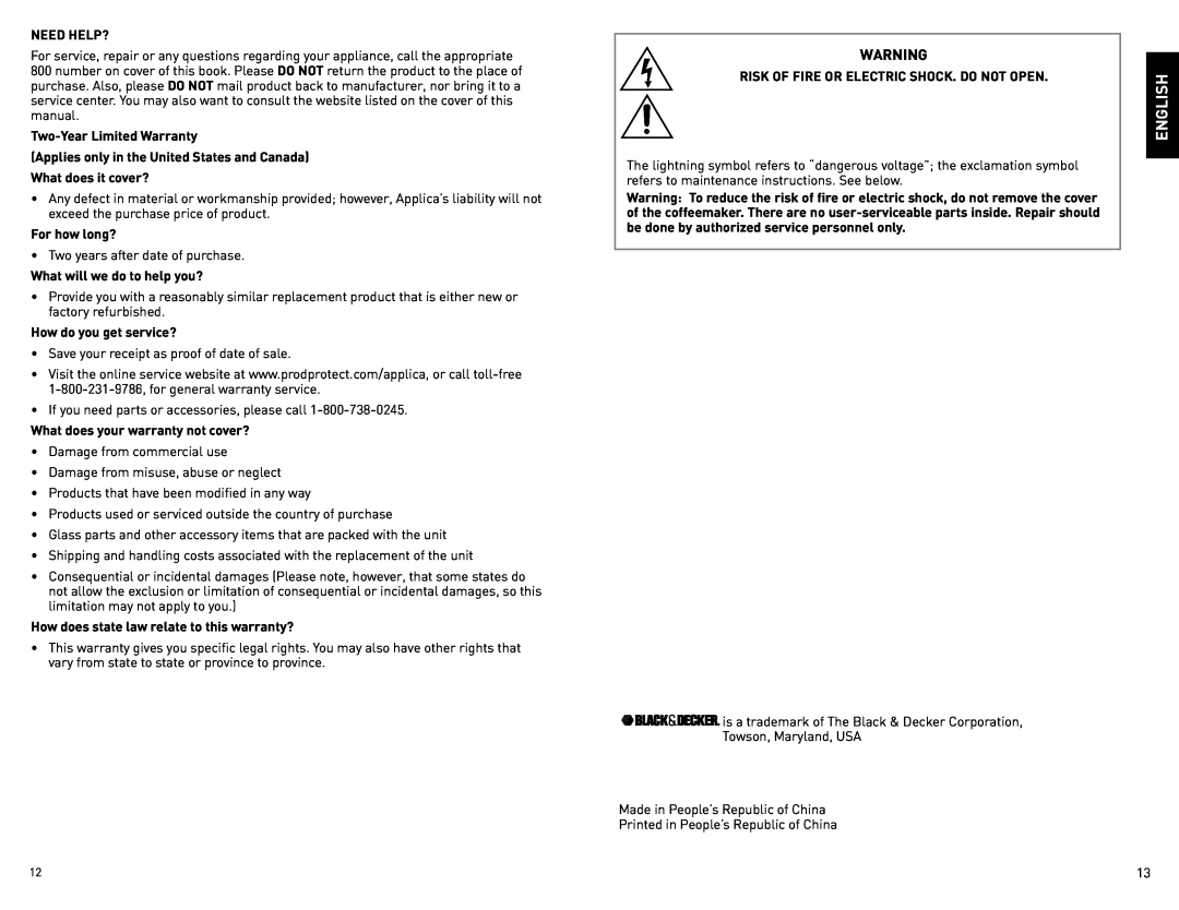 Black & Decker BCM40B manual English, Need Help? 
