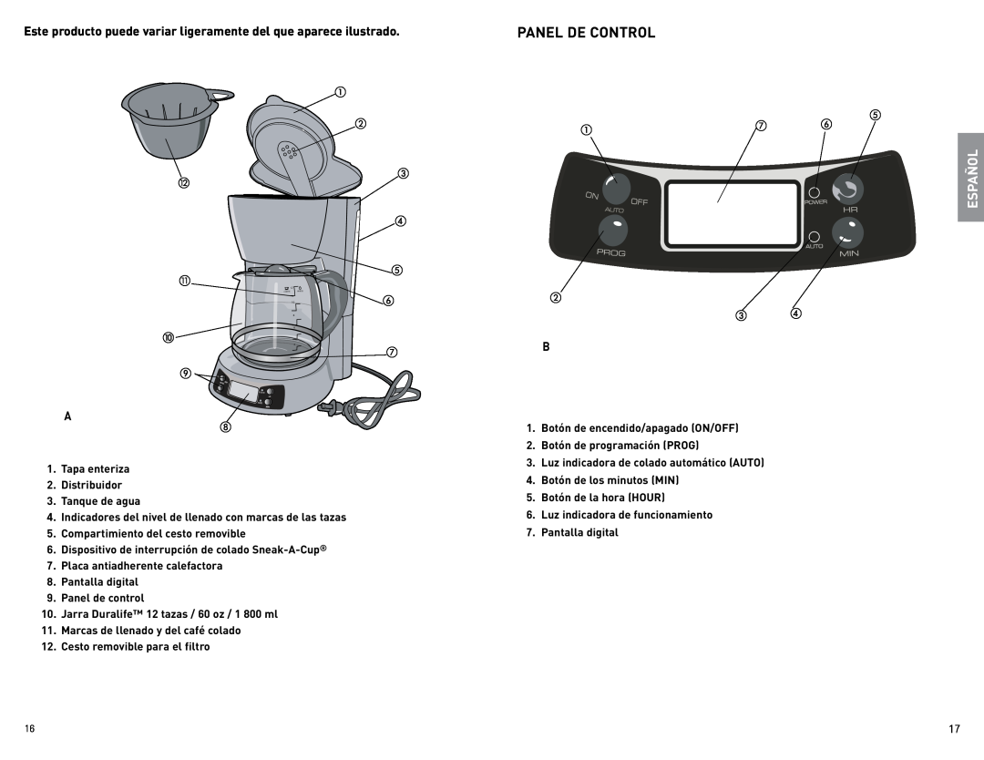 Black & Decker BCM40B manual Panel De Control, Español 