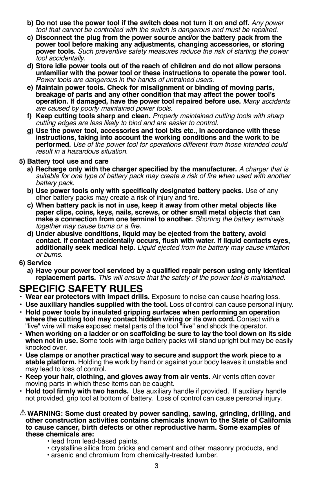 Black & Decker BD12PS instruction manual Specific Safety Rules 