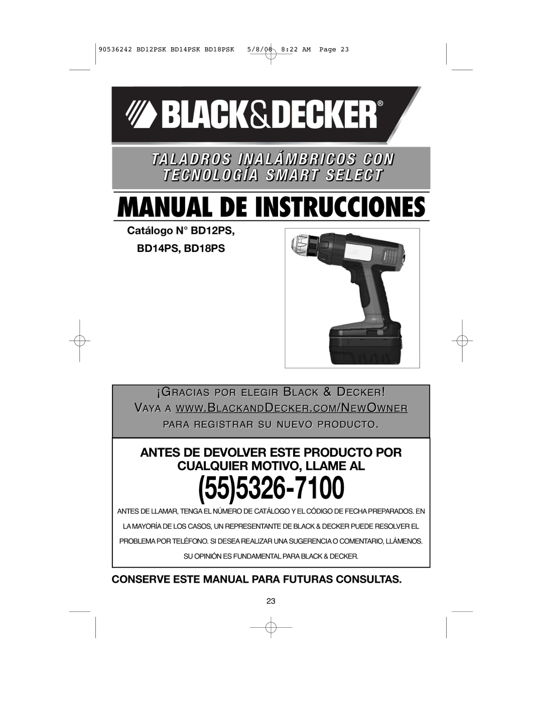 Black & Decker BD14PS, BD18PS instruction manual 555326-7100 