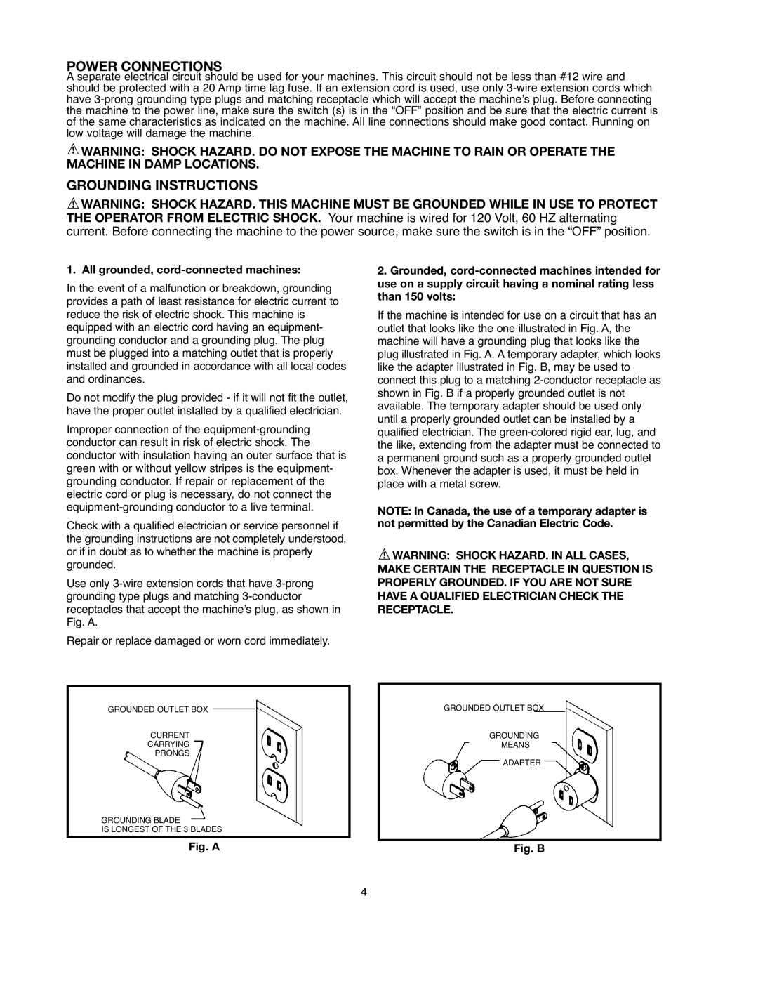 Black & Decker BDBS100 instruction manual Power Connections, Grounding Instructions 