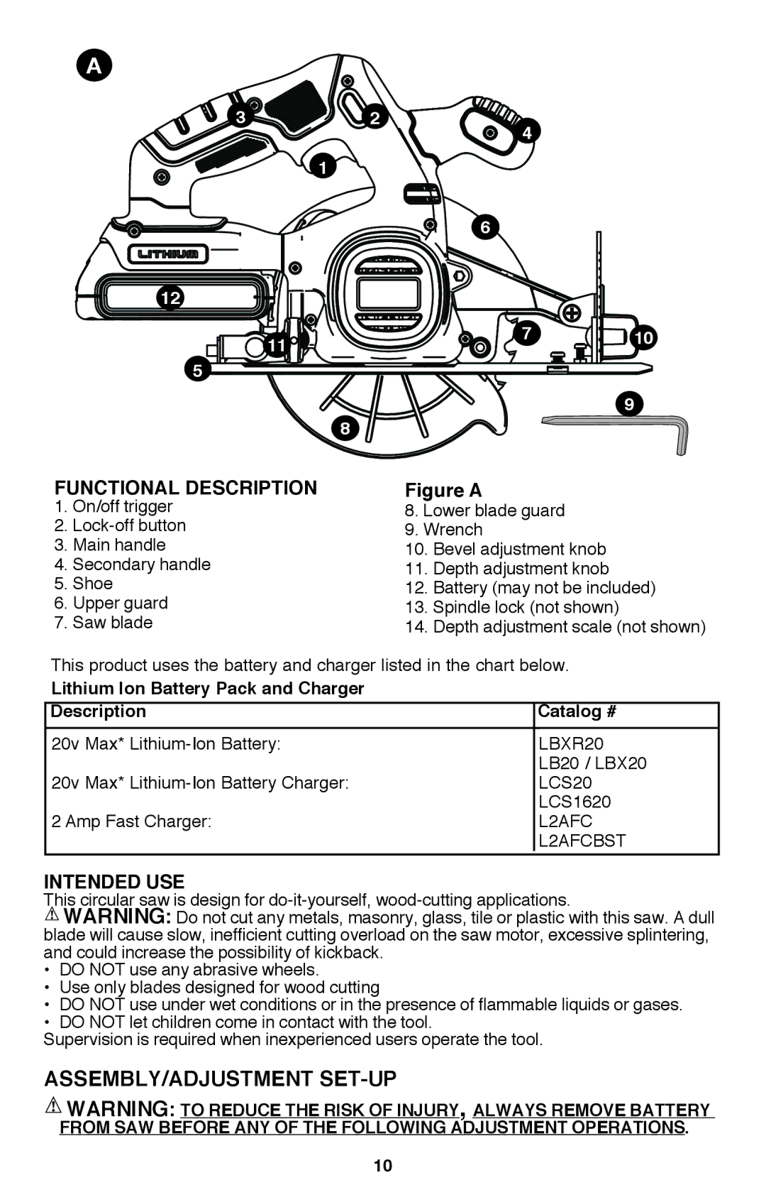 Black & Decker BDCD2204KIT instruction manual Assembly/Adjustment Set-Up, Intended Use 