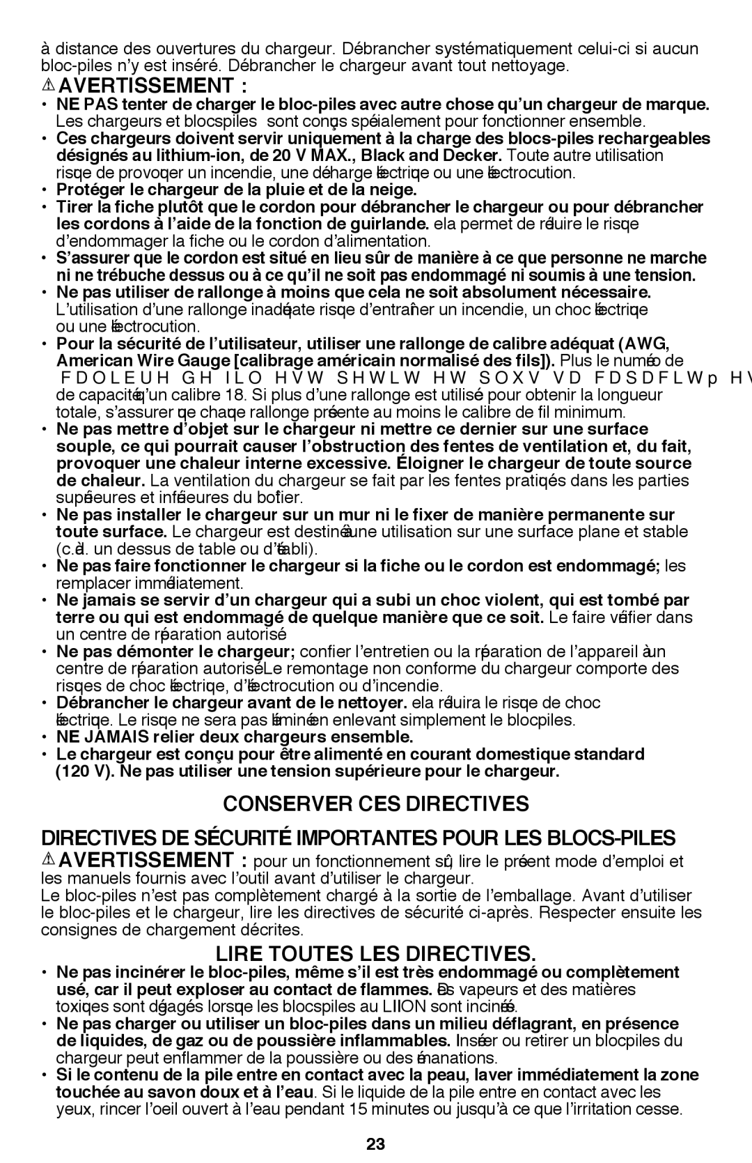 Black & Decker BDCD2204KIT instruction manual Avertissement, Conserver CES Directives, Lire toutes les directives 