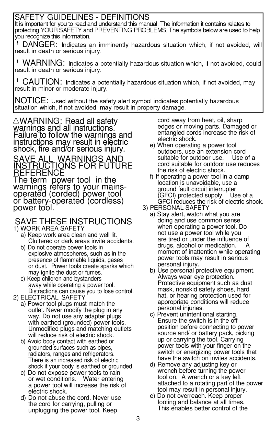 Black & Decker BDCD2204KIT Save all warnings and instructions for future reference, Safety Guidelines Definitions 