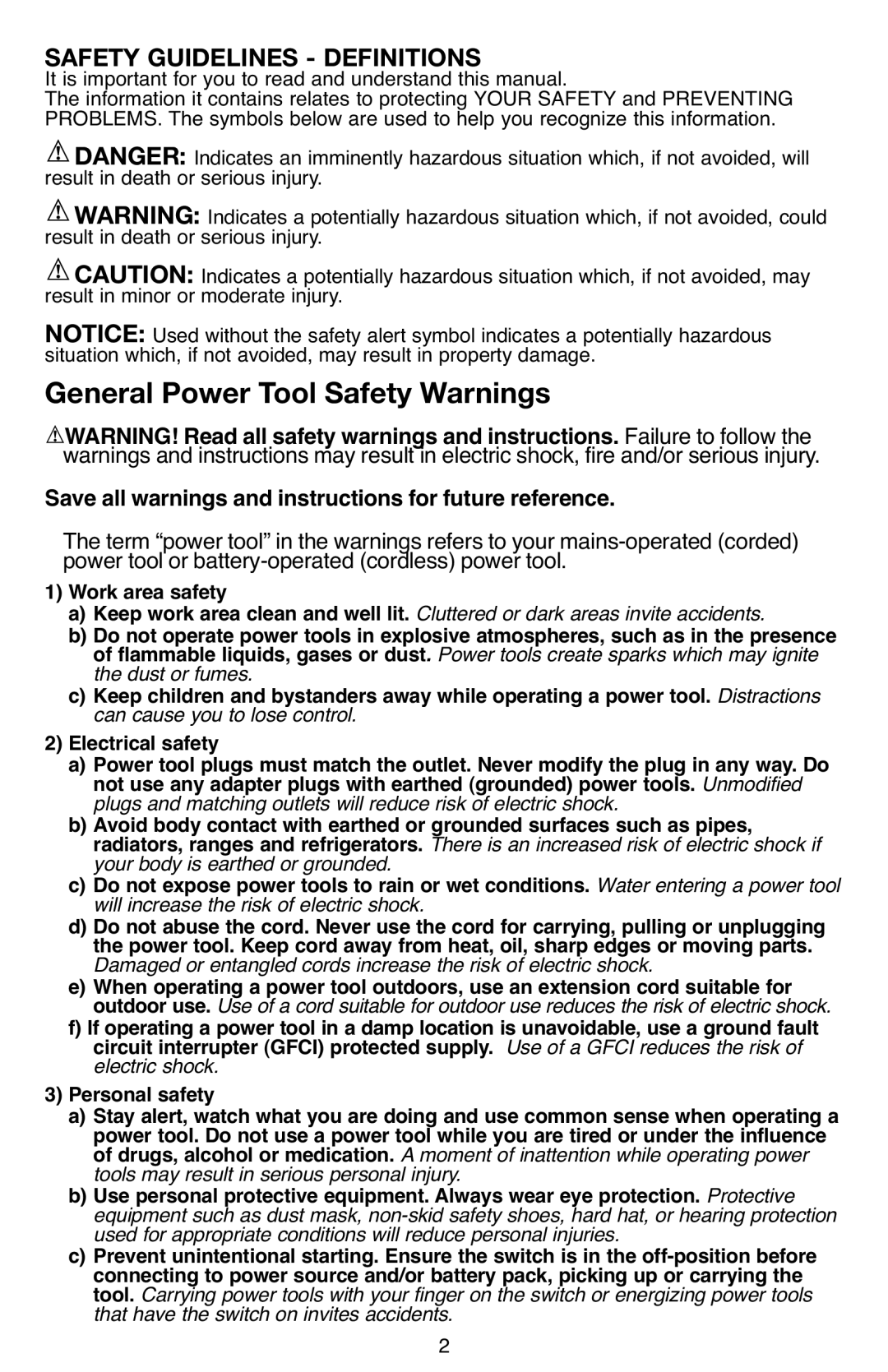 Black & Decker BDCD220IA-1 instruction manual General Power Tool Safety Warnings 