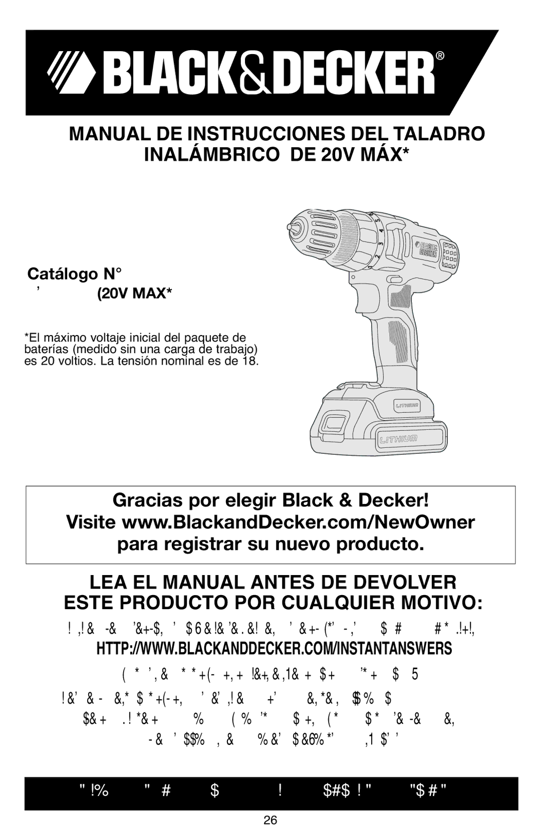 Black & Decker BDCD220IA-1 instruction manual Manual DE Instrucciones DEL Taladro Inalámbrico DE 20V MÁX 