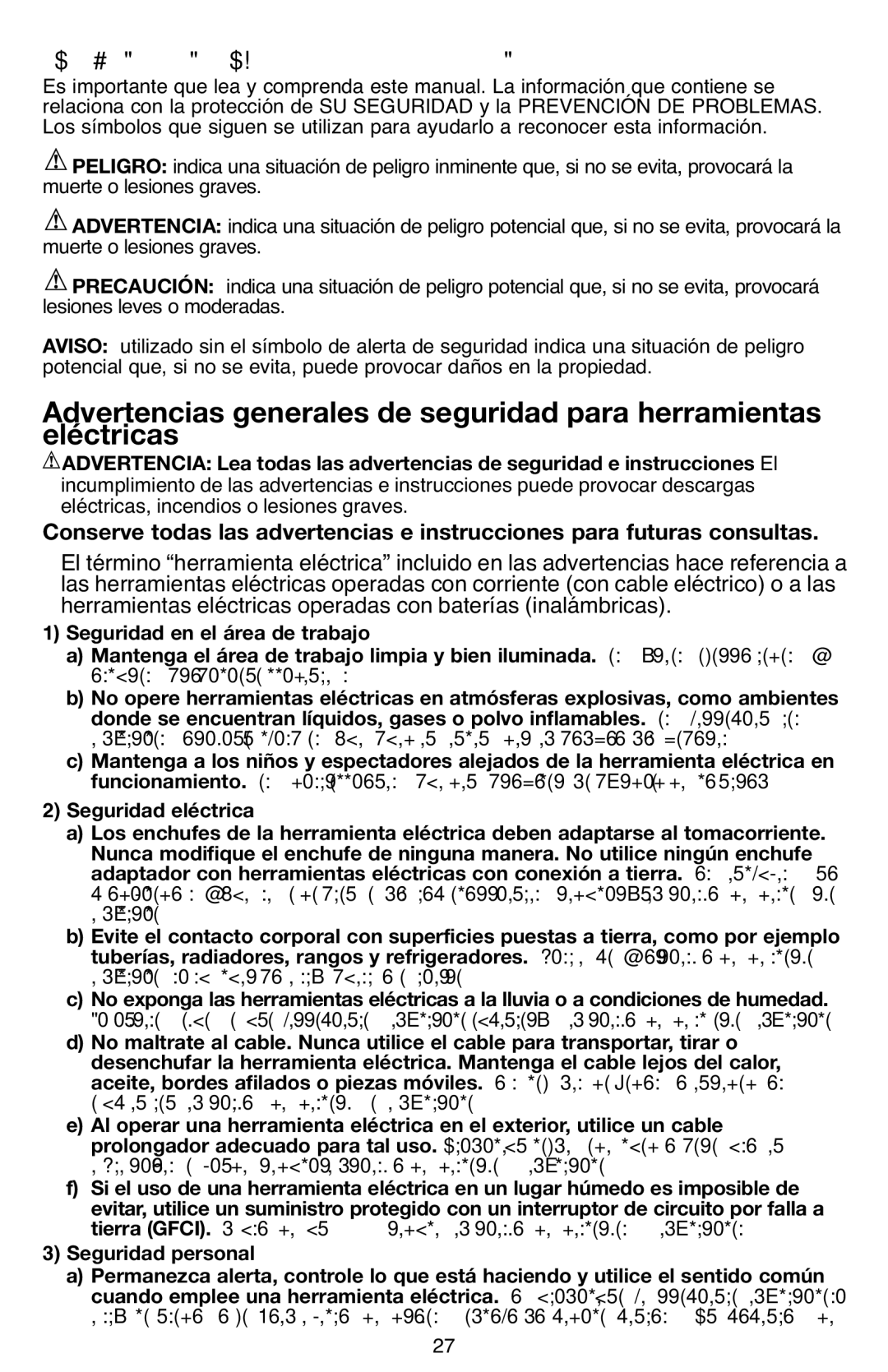 Black & Decker BDCD220IA-1 instruction manual Pautas DE SEGURIDAD/DEFINICIONES, Seguridad eléctrica 