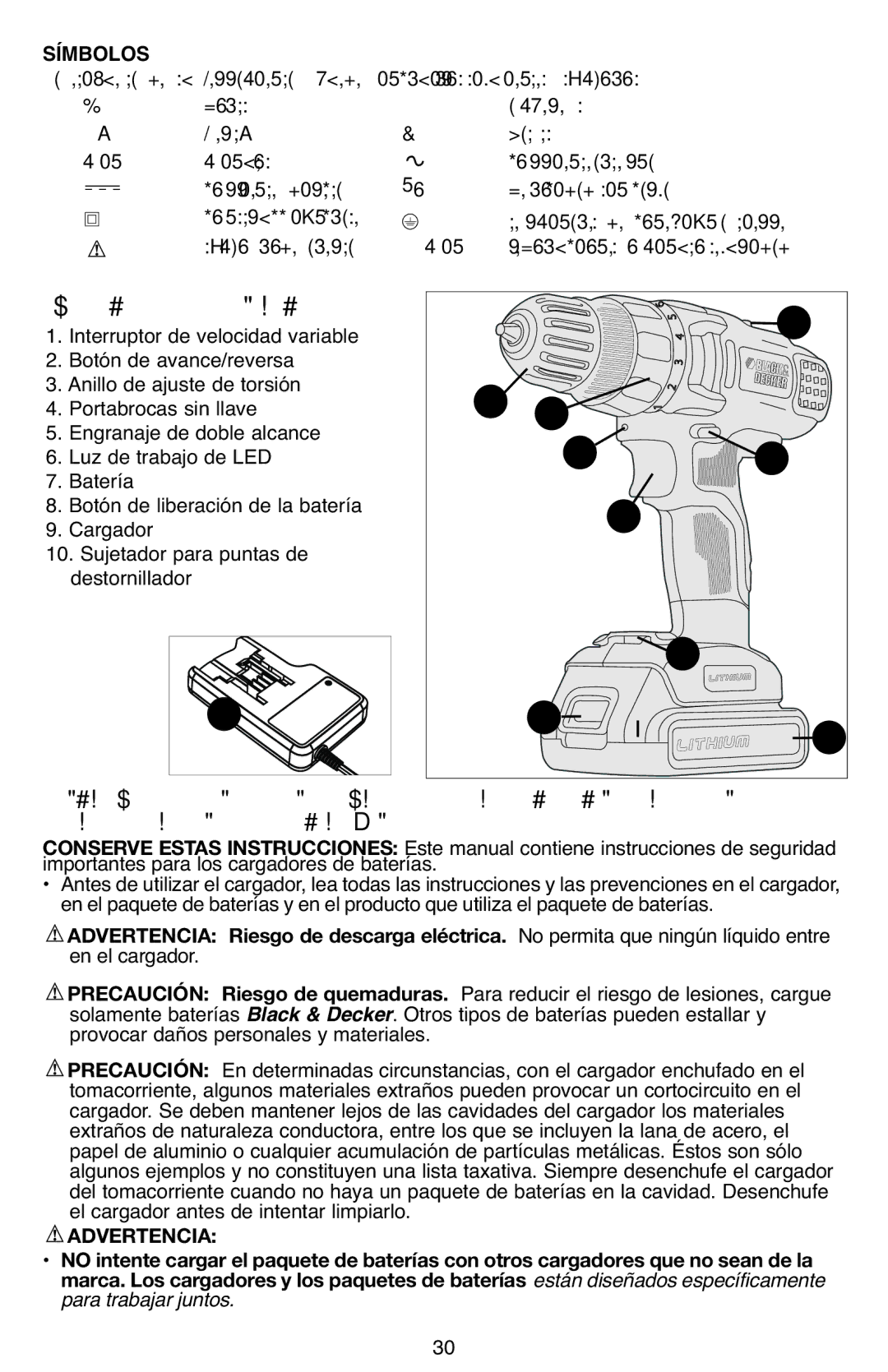 Black & Decker BDCD220IA-1 instruction manual Terminales de conexión a tierre, Símbolo de alerta 