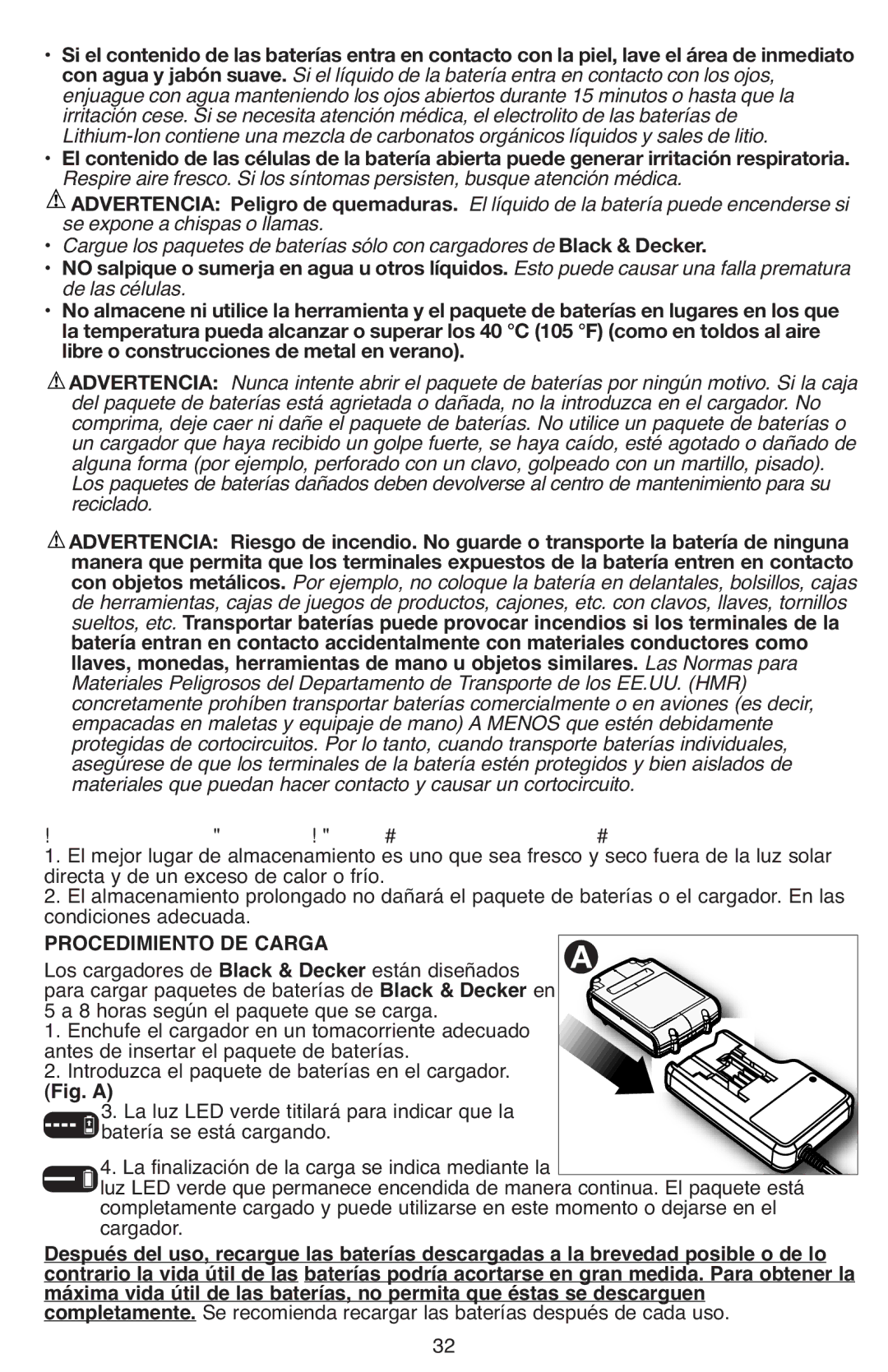 Black & Decker BDCD220IA-1 instruction manual Cargue los paquetes de baterías sólo con cargadoresde, Procedimiento DE Carga 