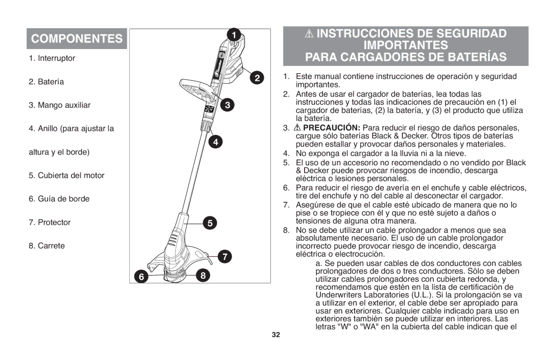 Black & Decker BDCD220RSR, DR260BR, NST1118R, NST2118R Componentes, Importantes Para Cargadores DE Baterías 