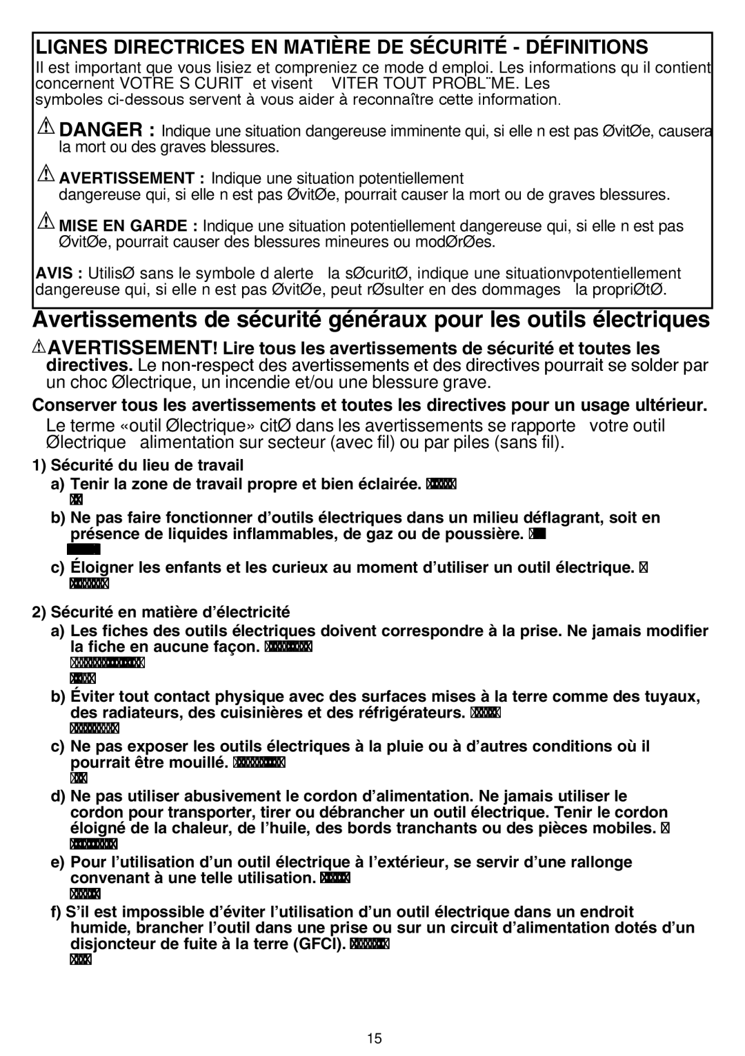 Black & Decker BDCDMT1206KITS instruction manual Lignes directrices en matière de sécurité définitions 