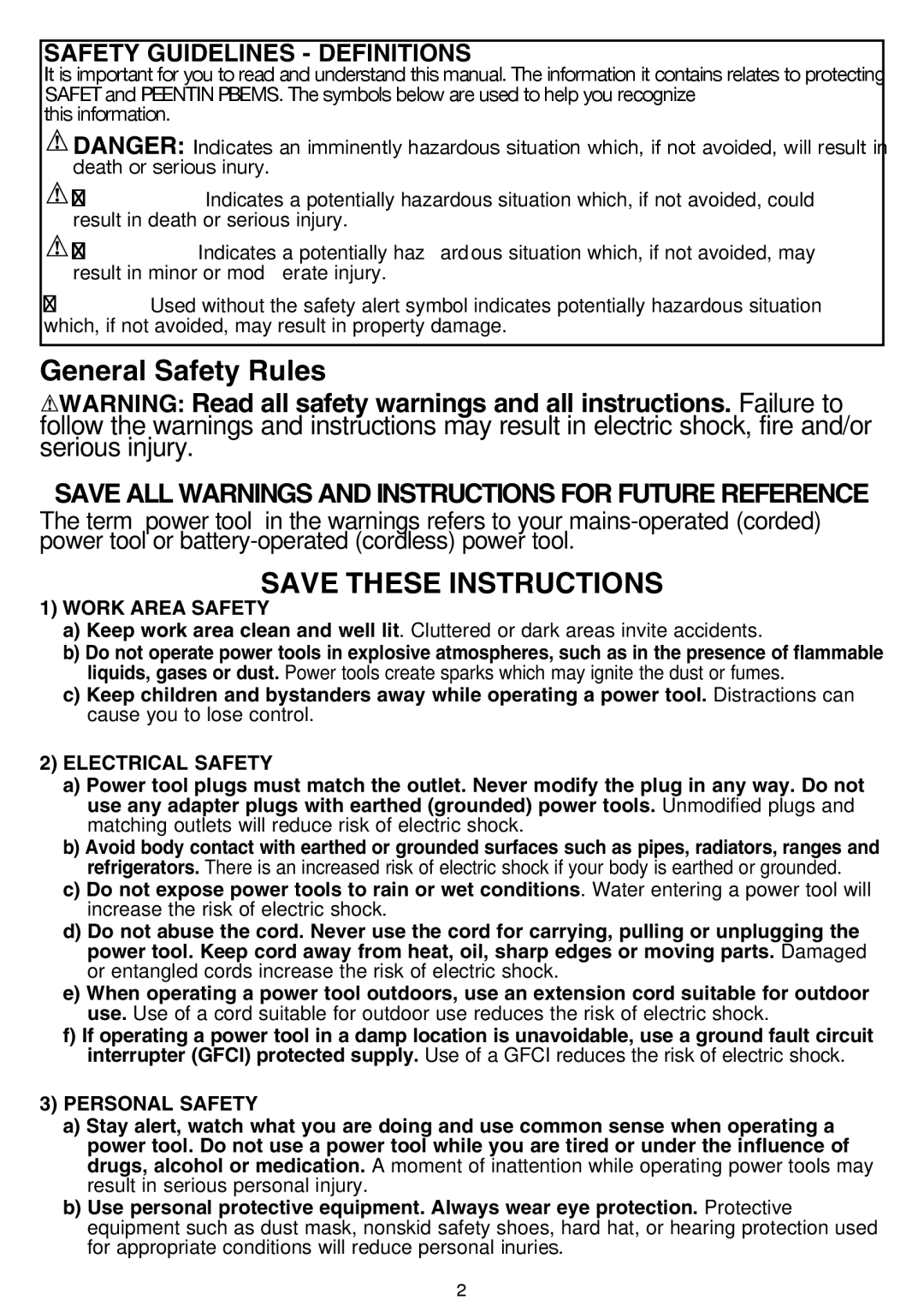 Black & Decker BDCDMT1206KITS instruction manual Safety Guidelines Definitions, Work Area Safety 