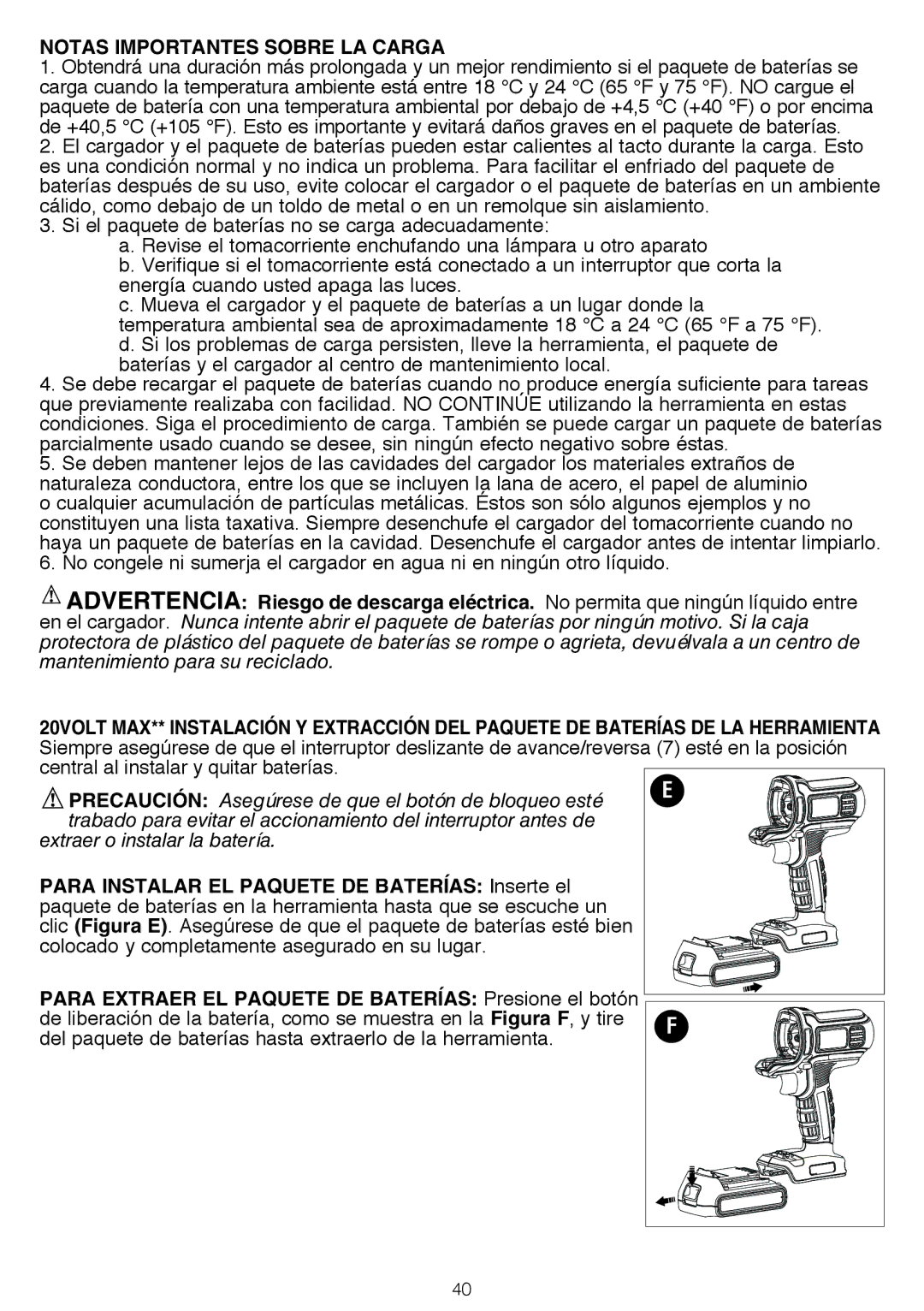 Black & Decker BDCDMT1206KITS instruction manual Para instalar el paquete de baterías Inserte el 