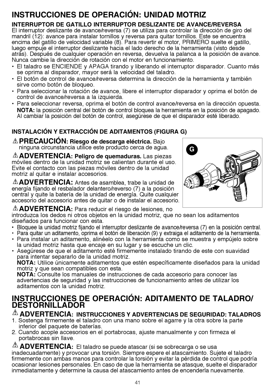 Black & Decker BDCDMT1206KITS instruction manual Instalación Y Extracción DE Aditamentos Figura G 