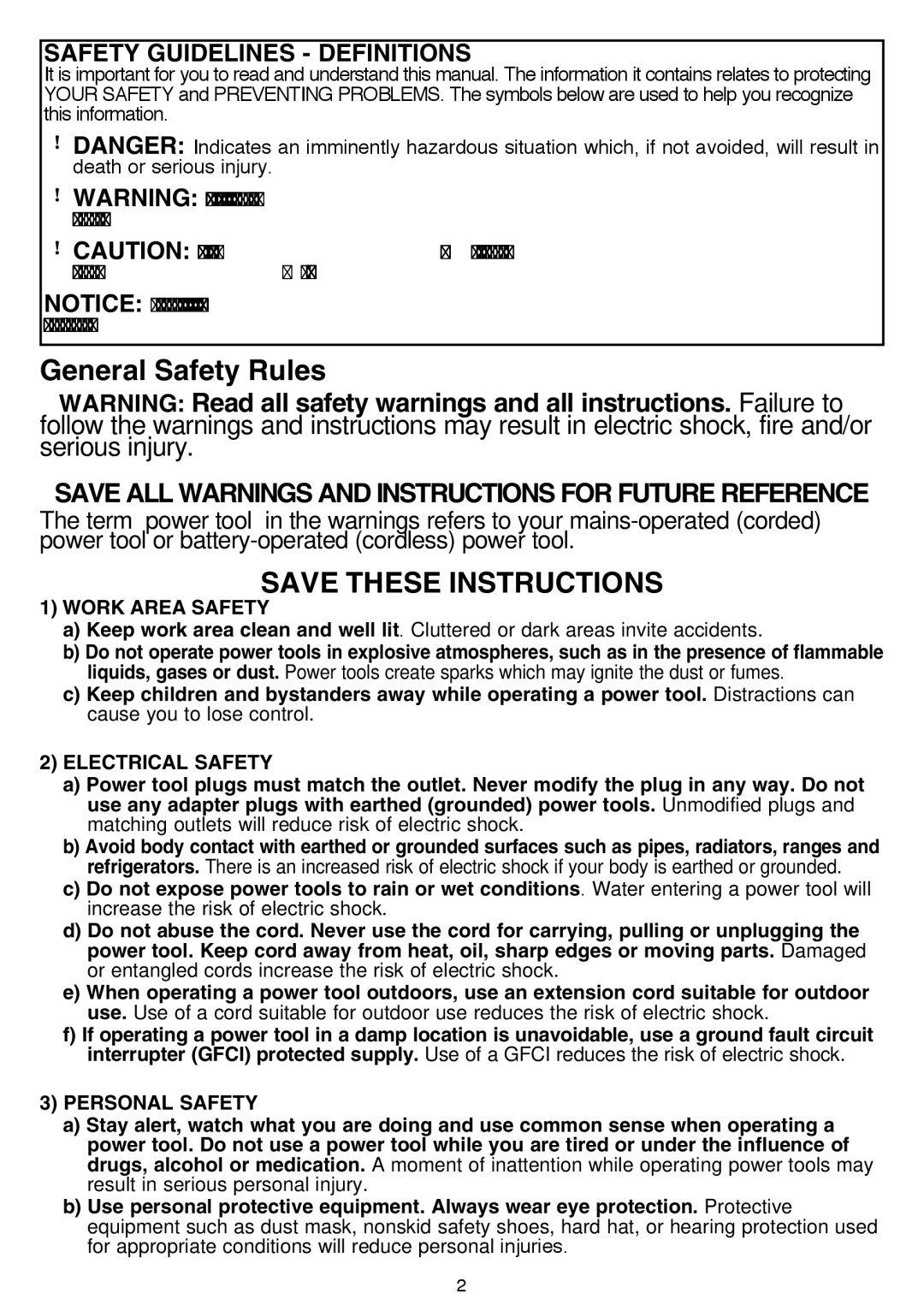 Black & Decker BDCDMT120-2, BDCDMT120FL, BDCDMT120C, BDCDMT120IA Safety Guidelines Definitions, Work Area Safety 