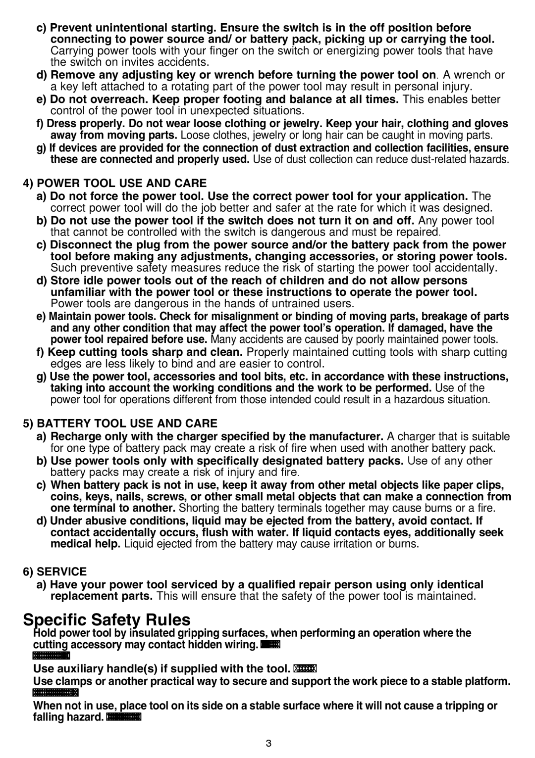 Black & Decker BDCDMT120IA, BDCDMT120FL, BDCDMT120C, BDCDMT120-2 instruction manual Specific Safety Rules 