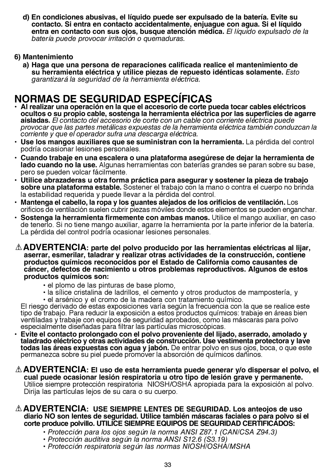 Black & Decker BDCDMT120C, BDCDMT120FL, BDCDMT120-2, BDCDMT120IA instruction manual Normas de seguridad específicas 