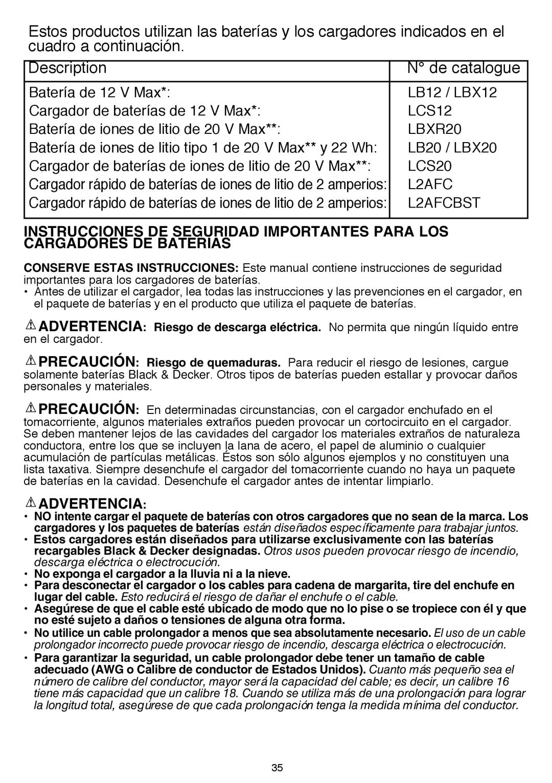 Black & Decker BDCDMT120IA, BDCDMT120FL, BDCDMT120C, BDCDMT120-2 instruction manual Advertencia 