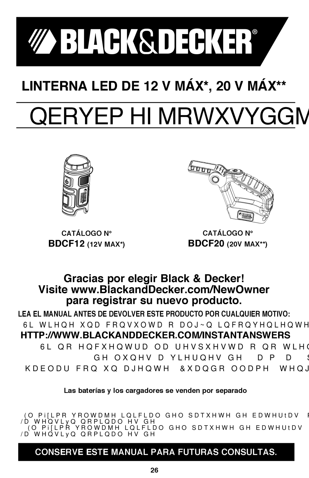 Black & Decker BDCF20 manual Catálogo N BDCF12 12V MAX, Las baterías y los cargadores se venden por separado 