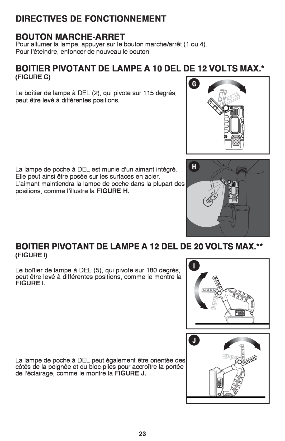 Black & Decker BDCF12, BDCF20 manual Directives De Fonctionnement Bouton Marche-Arret, FigURE G 