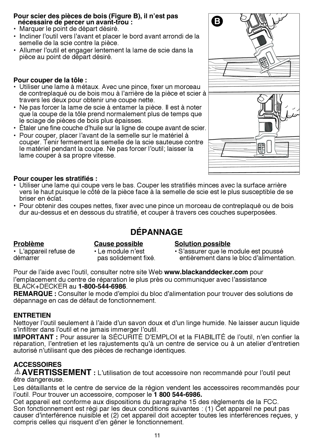 Black & Decker BDCMTJS instruction manual Dépannage, Entretien 