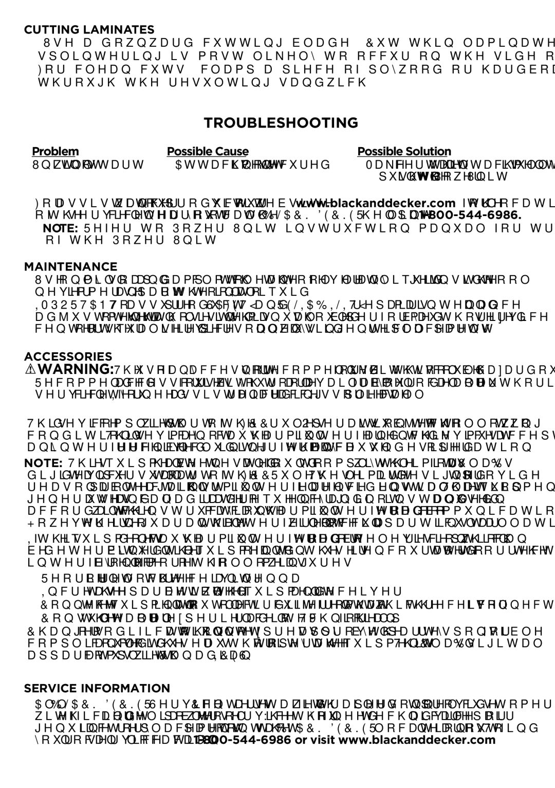 Black & Decker BDCMTJS instruction manual Troubleshooting 