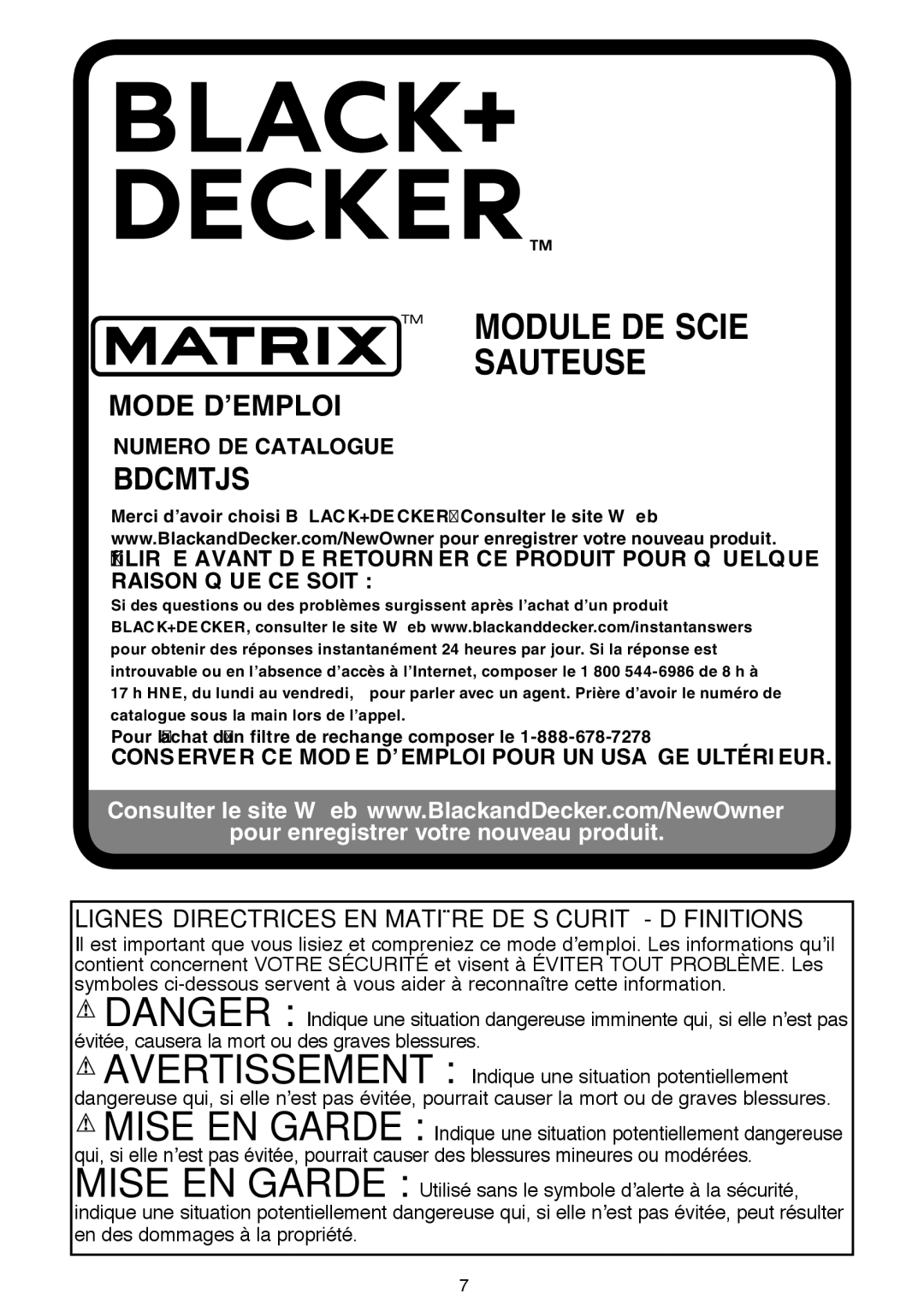 Black & Decker BDCMTJS instruction manual Module de scie sauteuse 