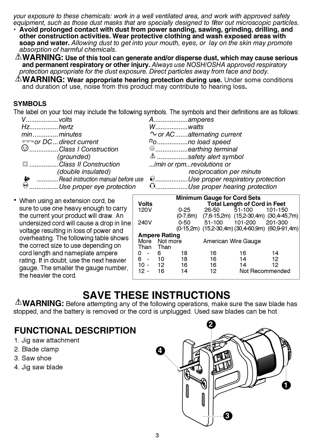 Black & Decker BDCMTJS instruction manual Save these instructions, Functional Description 