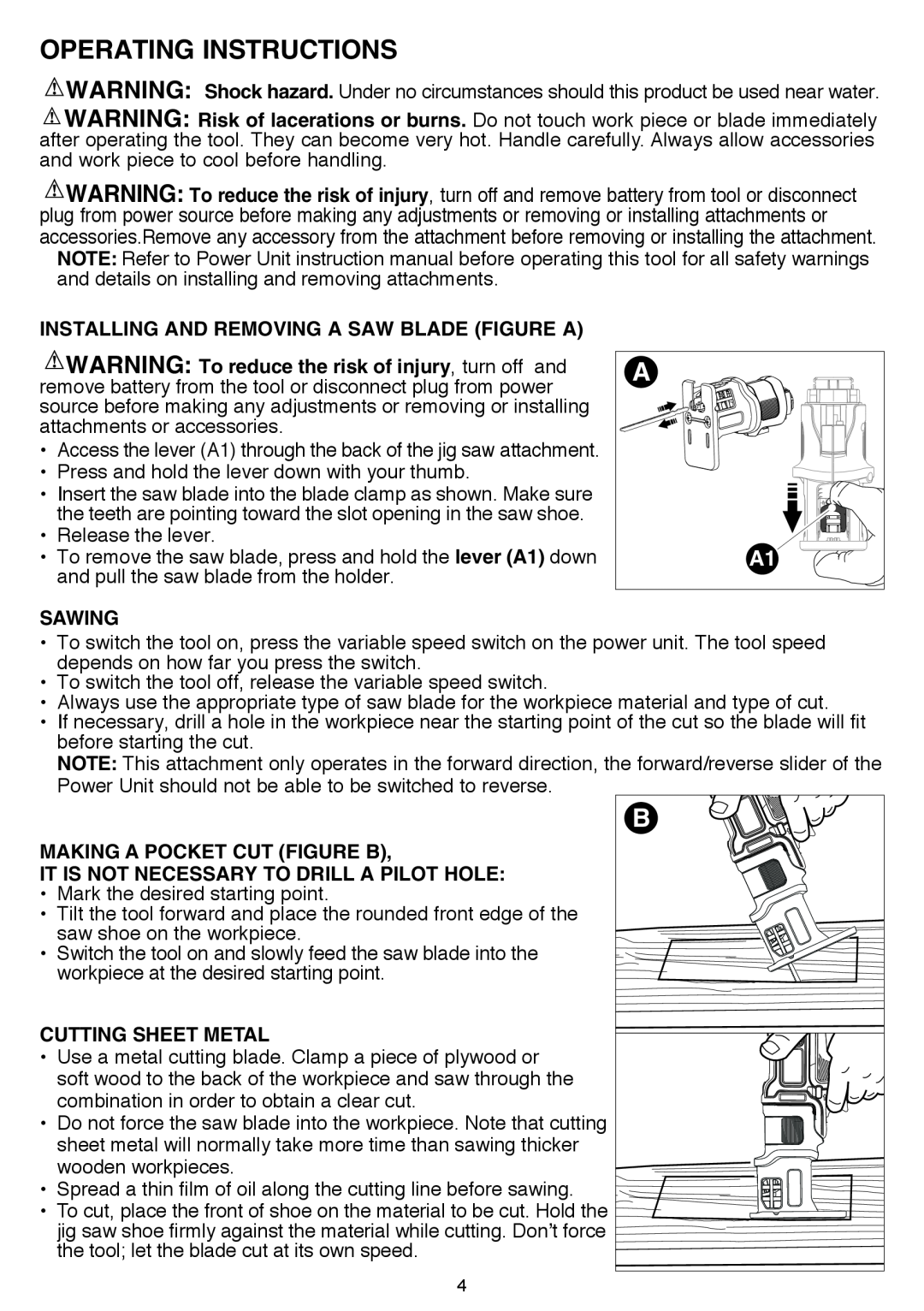 Black & Decker BDCMTJS instruction manual Operating Instructions 