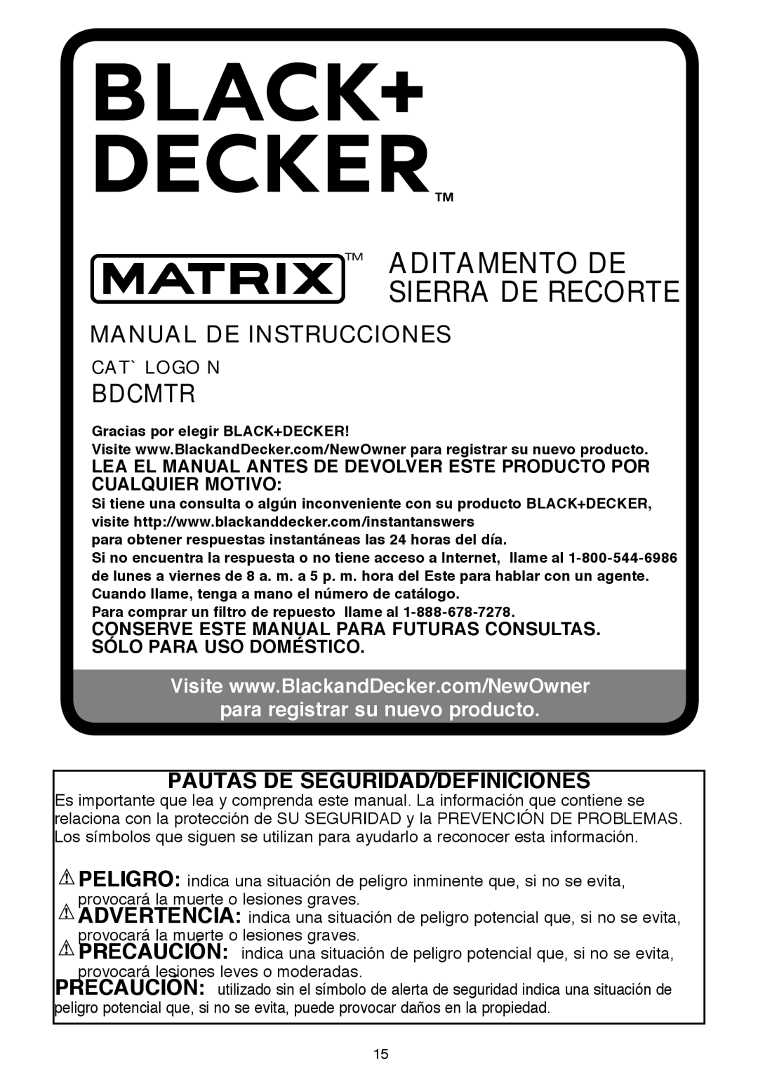 Black & Decker BDCMTJSR, BDCMTOR instruction manual Aditamento de sierra de recorte 