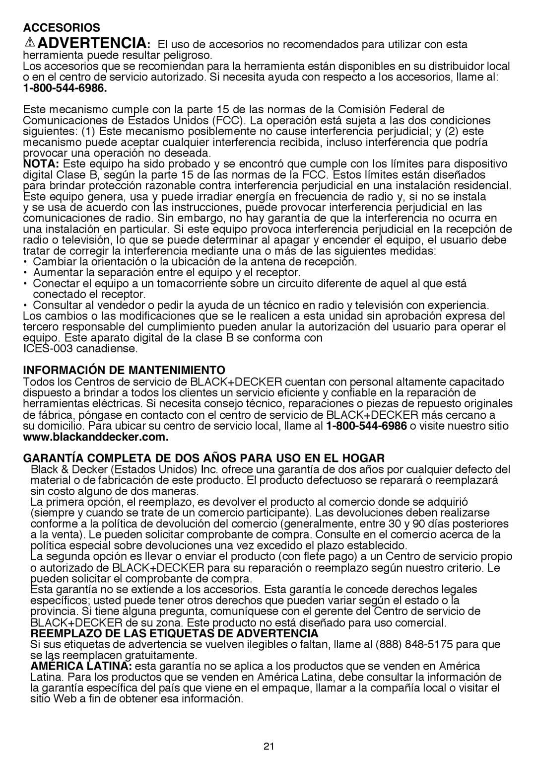 Black & Decker BDCMTJSR, BDCMTOR instruction manual Accesorios, Reemplazo DE LAS Etiquetas DE Advertencia 