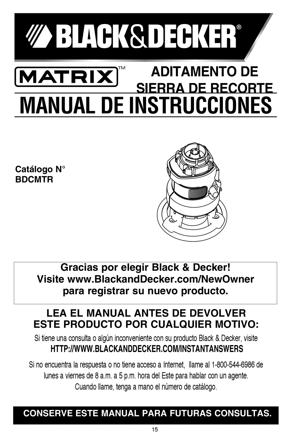 Black & Decker BDCMTR instruction manual Manual DE Instrucciones 